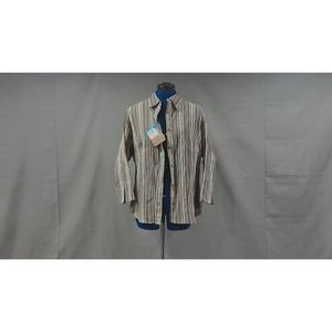 NWT Columbia Striped Shirt Womens Brown/Tan Button Up Cotton Stretch XL